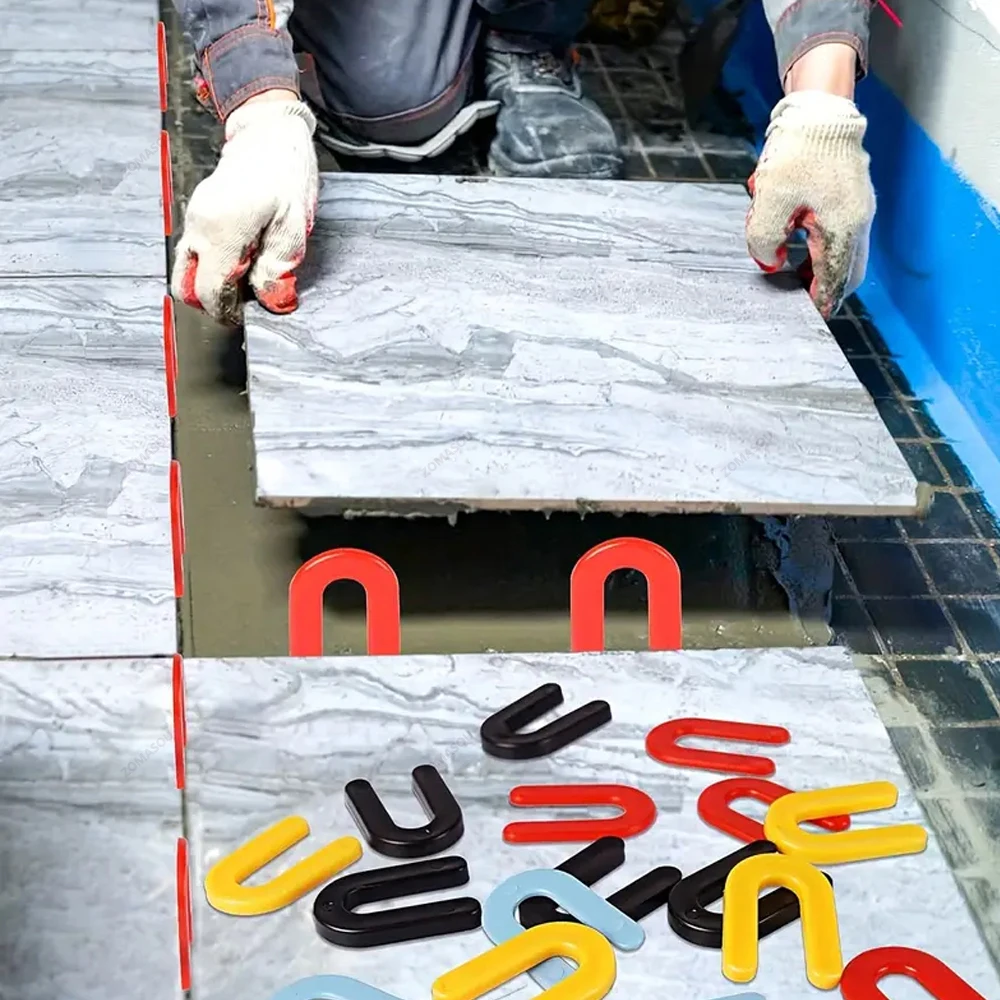 100/200Pcs New Plastic Shims Reusable Horseshoe U Shaped Tile Spacers Ceramic Leveling System Leveling Floor Wall Tile Gap Tools