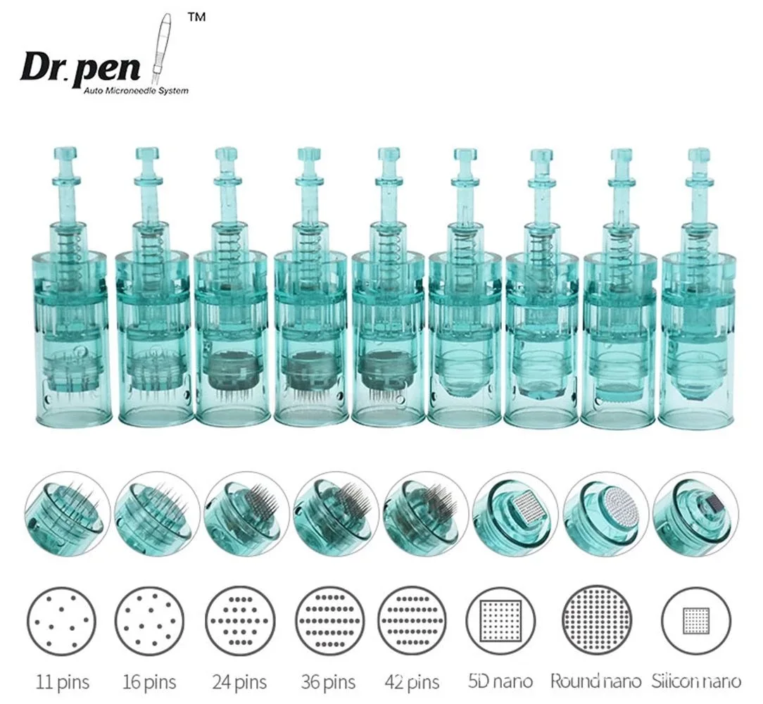 10 Pcs Needle Cartridges Bayonet Cartridges Nano/11 Pin/24 Pin/36 Pin/42 Needle Micro Skin Needling Compatible with Dr Pen A6S
