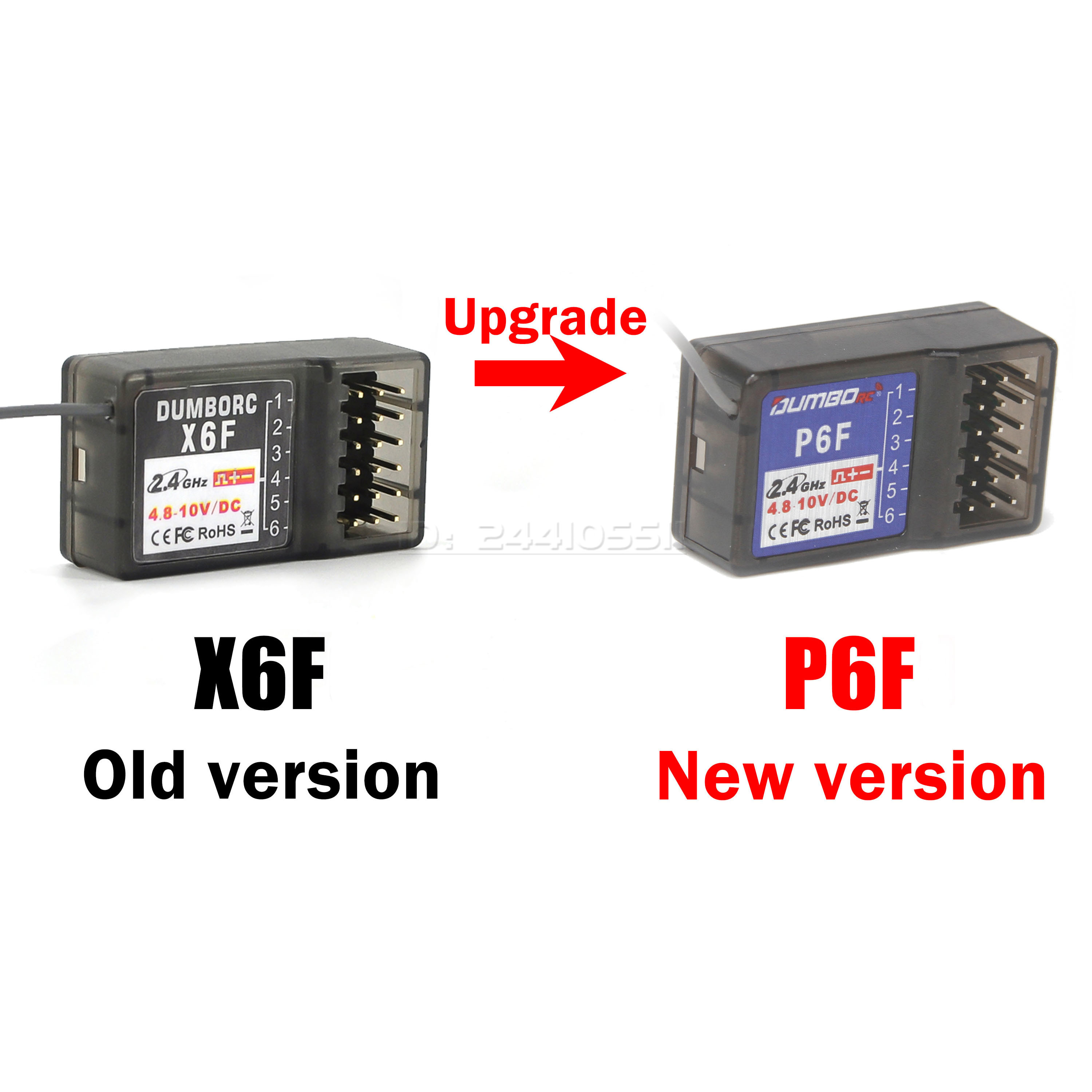 DUMBORC P6FG Mini P6F P6DC P6DCG 2,4G 6CH Empfänger Gyro für X6 X4 DDF-350 Sender Fernbedienung RC Auto boot LED Licht