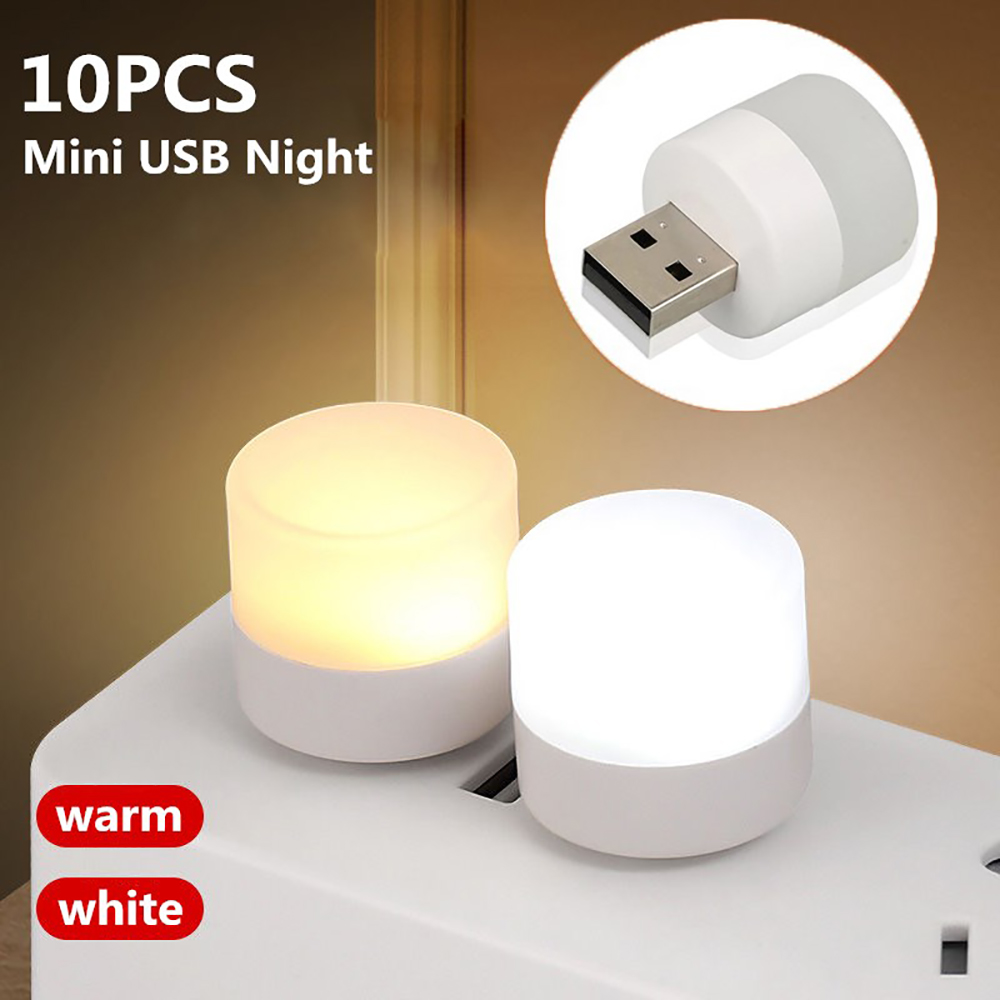 1/3/5/10Pcs USB Night Light Warm White LED Plug-In Light Bulb Portable Home Environment Light Energy-Saving Reading Night Light
