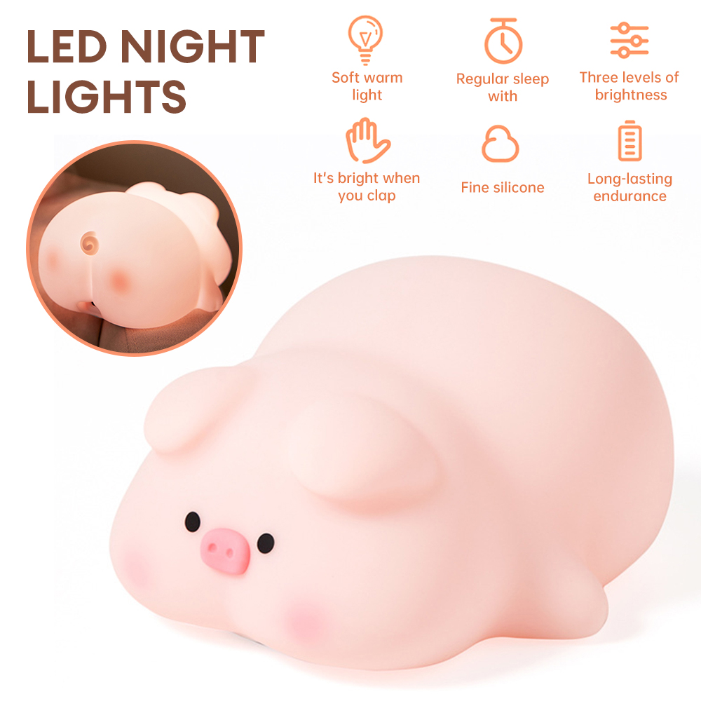 LED Piggy Nacht lampe weich licht dimmbar Silikon Tier Touch Sensor Lampe Wiederauf ladbare Kinder Nachttisch Schlaf lampe für Kinder