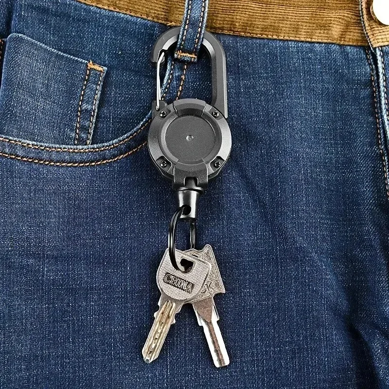 1/3Pcs อัตโนมัติเชือกลวด Antitheft ง่ายต่อการดึงเชือกหัวเข็มขัดยืดหยุ่นพวงกุญแจ Sporty Retractable Key แหวน Anti Lost