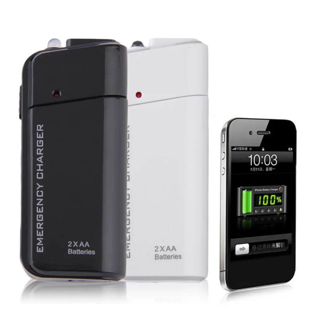 Nuevo cargador extensor de batería AA Universal portátil USB de emergencia 2 caja de suministro de Banco de energía para teléfono móvil MP3 MP4 negro blanco