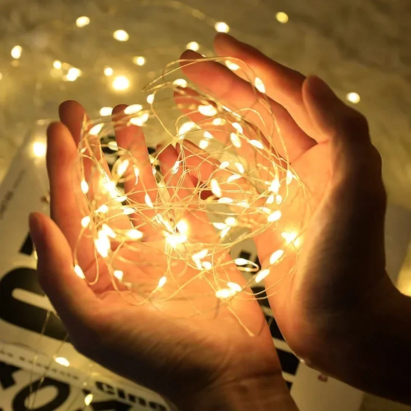 ボタン電池 LED ストリングライト銅銀線ガーランドライト防水フェアリーライトパーティーの装飾クリスマス結婚式