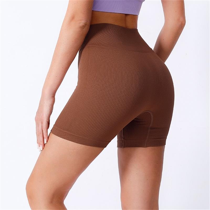 High-waisted Yoga Pant For Women, Designed To Lift And Shape, Tight-fitting With Solid Color And Ribbed Texture, Sports Shorts