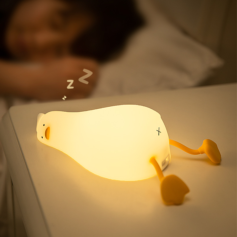 Anatra ricaricabile LED luce notturna Pat lampada in silicone comodino cartone animato carino bambini luci notturne per la decorazione della stanza di casa regalo di compleanno