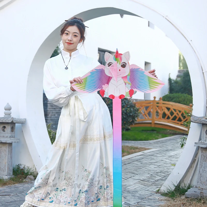 ว่าว Yongjian Pink Unicorn Kite ขนาดเล็ก เหมาะสําหรับเด็กหรือผู้เริ่มต้น บินง่าย ด้วยเชือกว่าว 50 ม