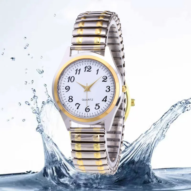 Reloj de cuarzo elástico clásico con esfera grande, pulsera de acero de primavera, Retro, Digital, para estudiantes y ancianos