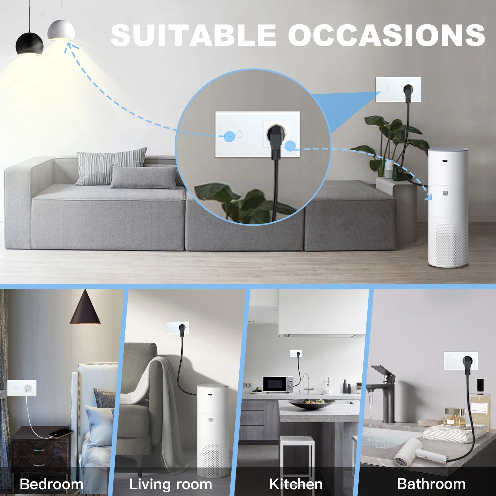 BSEED Tiêu Chuẩn EU Đơn Ổ Cắm Điện Ứng Pha Lê Bảng Điều Khiển USB Đôi Ổ Cắm Ba Tường Ổ Cắm Gắn Tứ Ổ Cắm