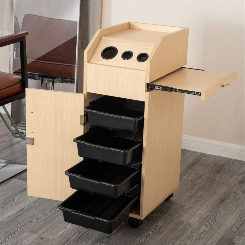 Carrello per parrucchieri carrello portaoggetti per Roulette estetica trucco salone di bellezza ruote ausiliarie per Manicure auto rotante in legno