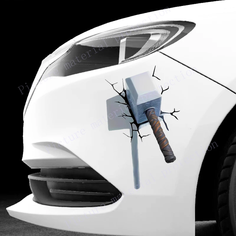 Pegatinas de coche con martillo de grietas 3D llamativas para vehículos todo terreno, cubierta de puerta de parachoques, arañazos, cuerpo de Scooter, calcomanías impermeables