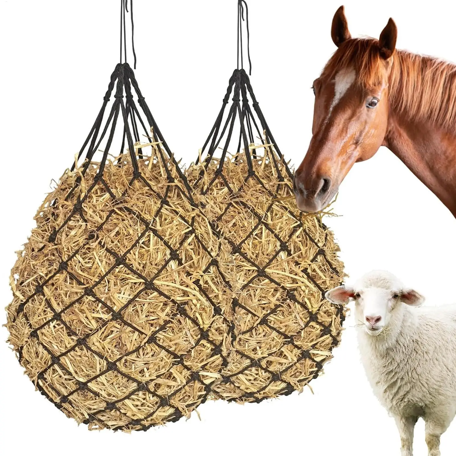 Heuschetze für Pferde, langsam fütternder Pferde-Heutasche mit festem Ring, Leckerli-Halter, Korb für Stände, Herde, Bauern, Höfe, Schafe