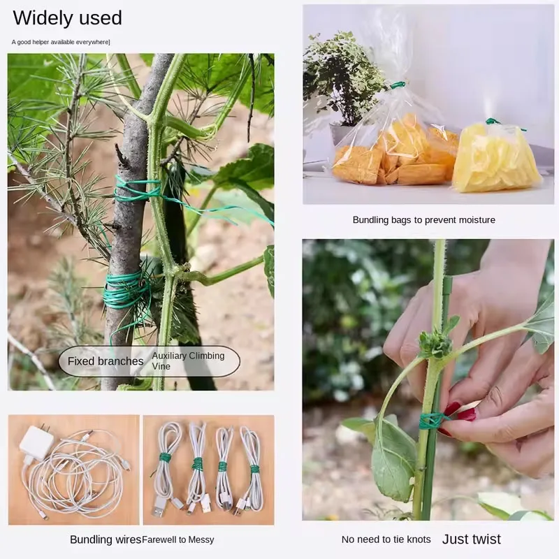 Garden Twist Ties มัลติฟังก์ชั่สายรัดพืชปีนเขา Reusable Self-ตัดเหล็กลวดสายผูกสําหรับดอกไม้พืช Vines