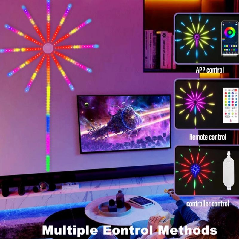 Smart Fireworks LED 5V Strip Light Kit with Remote Control Neon for Party New Year Christmas Bedroom Decoration Gift Lights