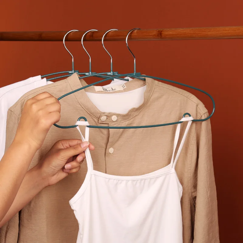 I KNOW PVC 10PCS Non-slip No-trace Hanger Korean Hot Sale Multi-functional Wide Clothes Hanger High Quality PVC Round Hanger
