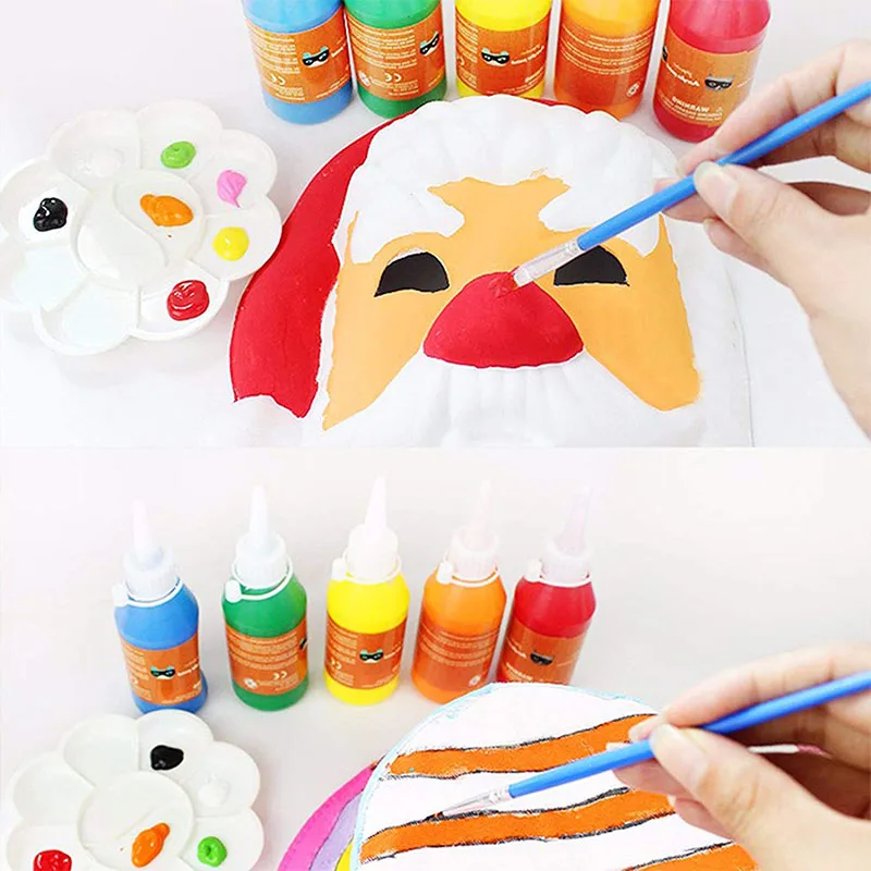 어린이를위한 10pcs DIY 아티스트 페인트 브러쉬 라운드 플랫 미니어처 나일론 헤어 아크릴 수채화 구 아슈 아트 키트