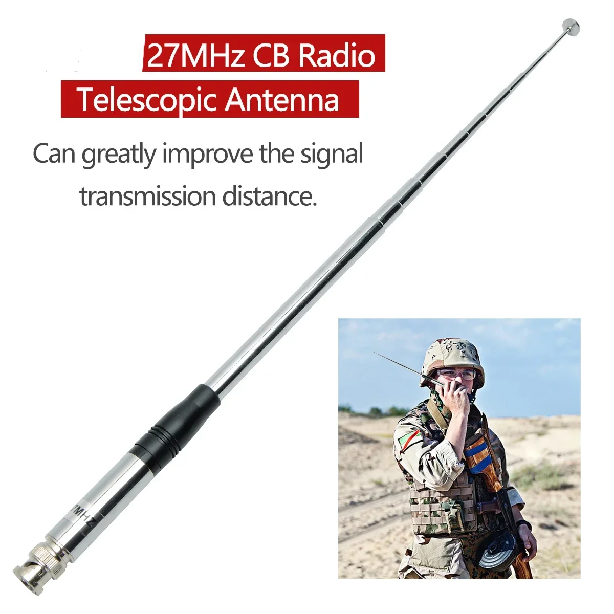 Antena cb telescópica portátil sma-fêmea/sma-macho/bnc de 27mhz para quansheng UV-K5 UV-K5(8) baofeng UV-K61 walkie talkie