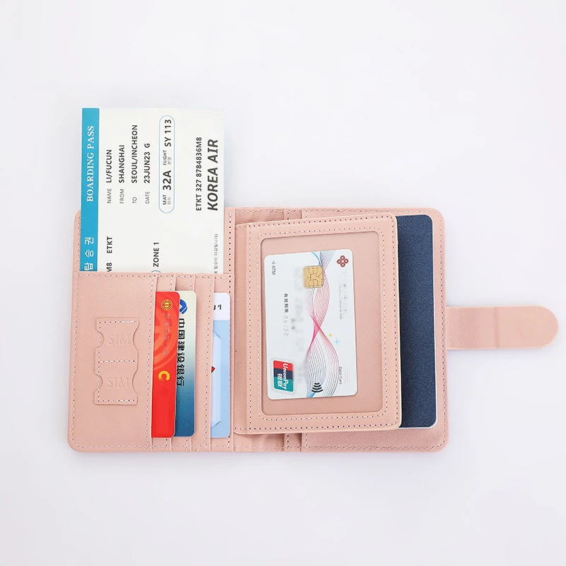 กระเป๋าเก็บหนังสือเดินทางมัลติฟังก์ชั่นกระเป๋าสตางค์ Multi-Layer Card หนังฝาครอบป้องกันเอกสารแบบพกพาคลิปเก็บหนังสือเดินทาง