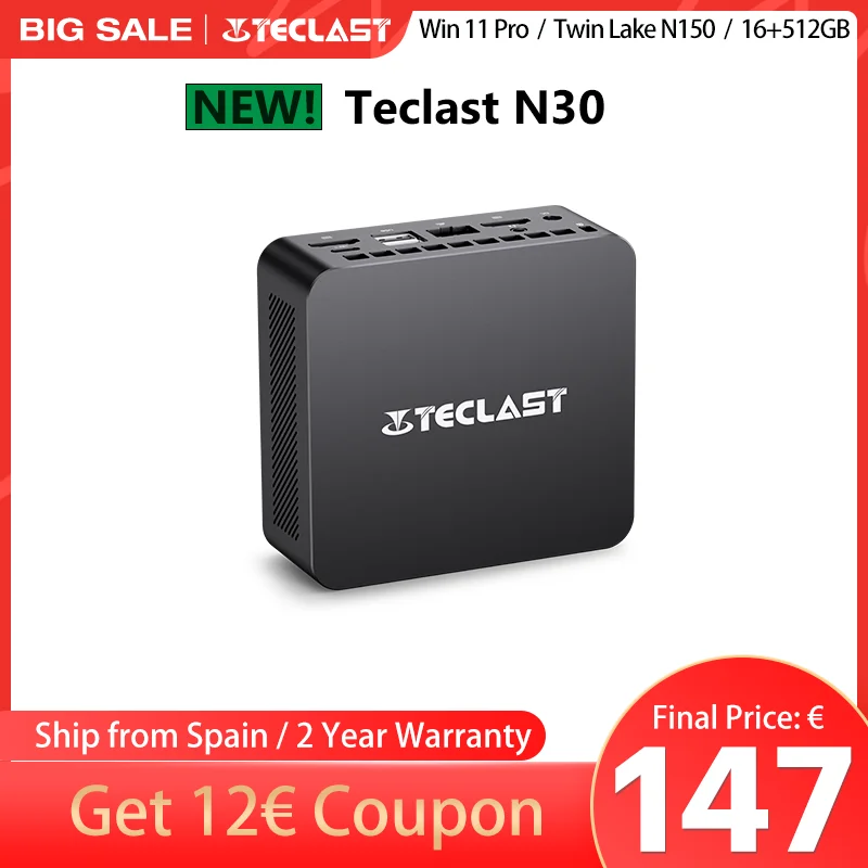 2025 Teclast N30, mini-pc, voor Intel Twin Lake N150, 16 Gb + 512 Gb, Windows 11 Pro, 250 g lichtgewicht, stille koeling, ondersteuning 3 X 4K-scherm, 5G en 2.4G Wi-Fi/Usb 3,2*3/Hdmi -compatibel