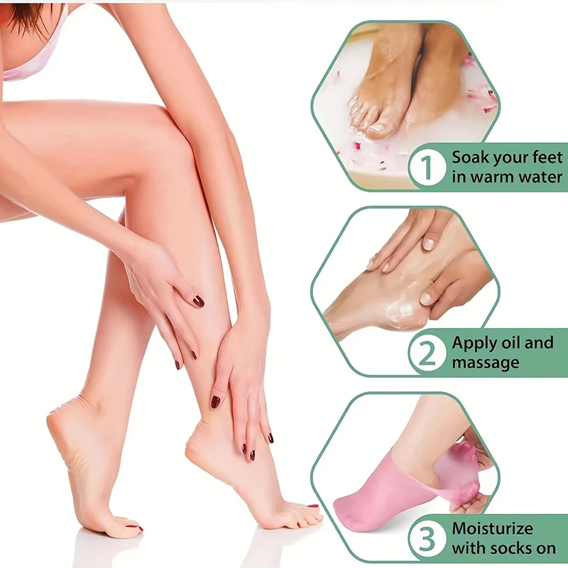Confezione da 2 calzini idratanti in gel di silicone per piedi secchi e screpolati, nutrienti per la pelle, lubrificanti per la cura dei piedi, calzini da massaggio