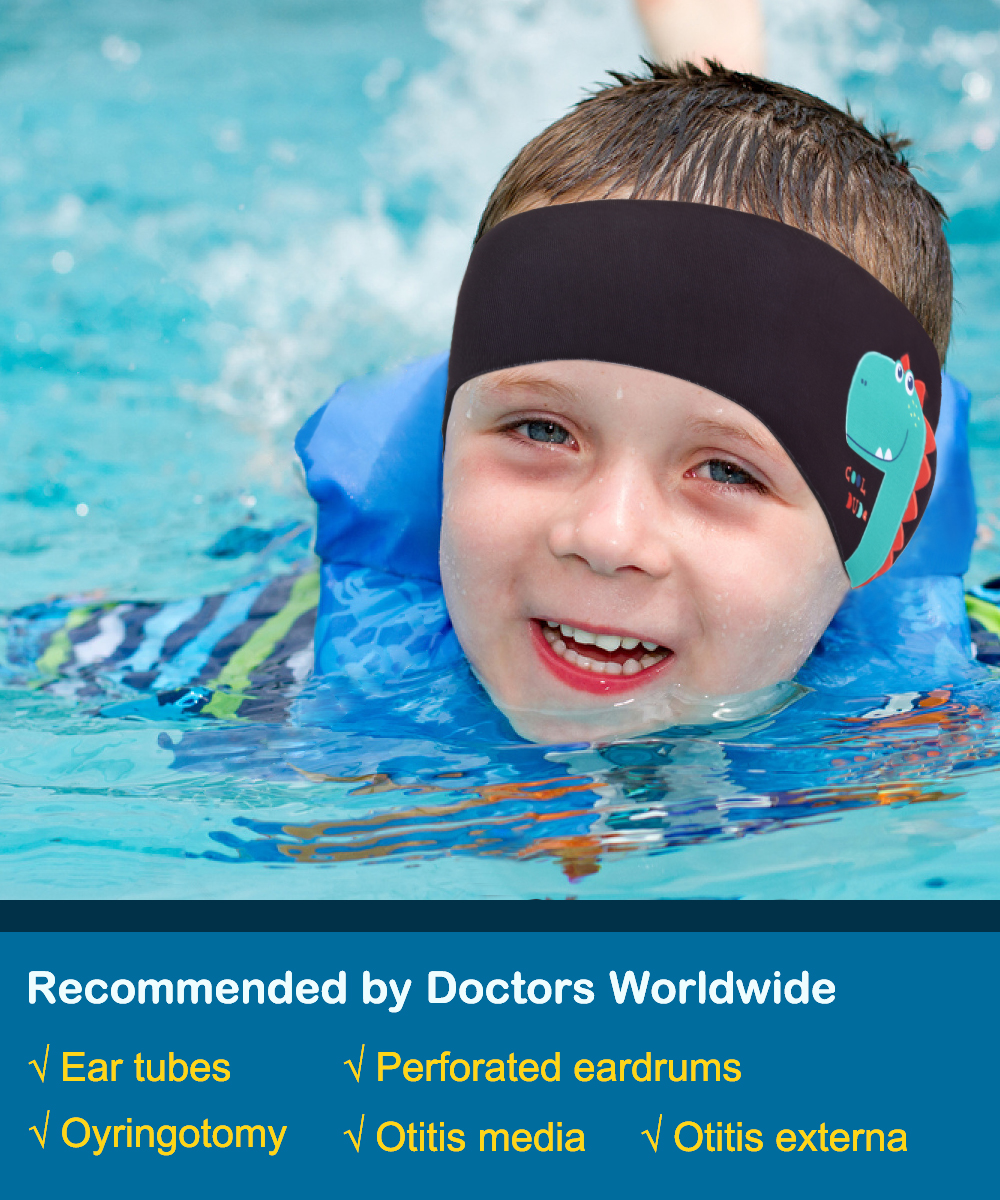 MoKo повязка на голову для плавания для детей, взрослых, детей, неопреновая милая повязка для плавания, водонепроницаемая повязка для волос с ушами для мужчин и женщин