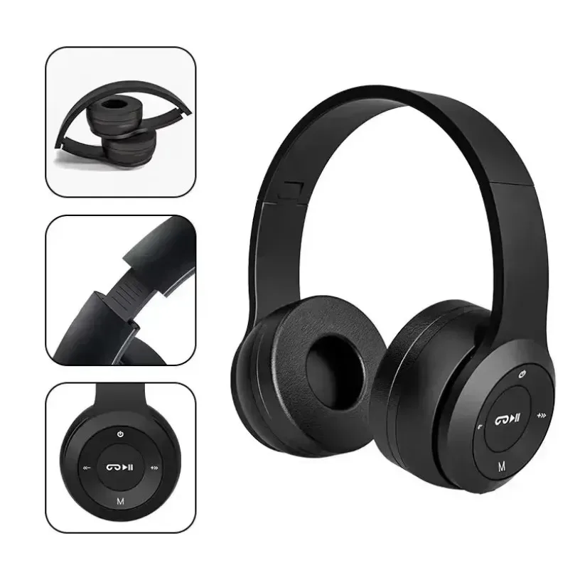 Auriculares Bluetooth 5,0 montados en la cabeza, auriculares inalámbricos con cable de 3,5 MM, tarjeta TF, reducción de ruido plegable para iPhone Xiaomi
