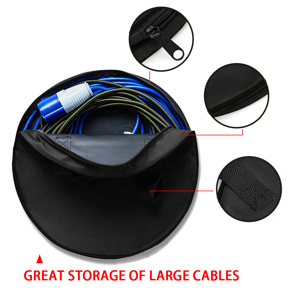Carro rv caravanas fio cabo arnês saco de armazenamento caso motorhome jardinagem portátil resistente cabo organizador rv peças preto