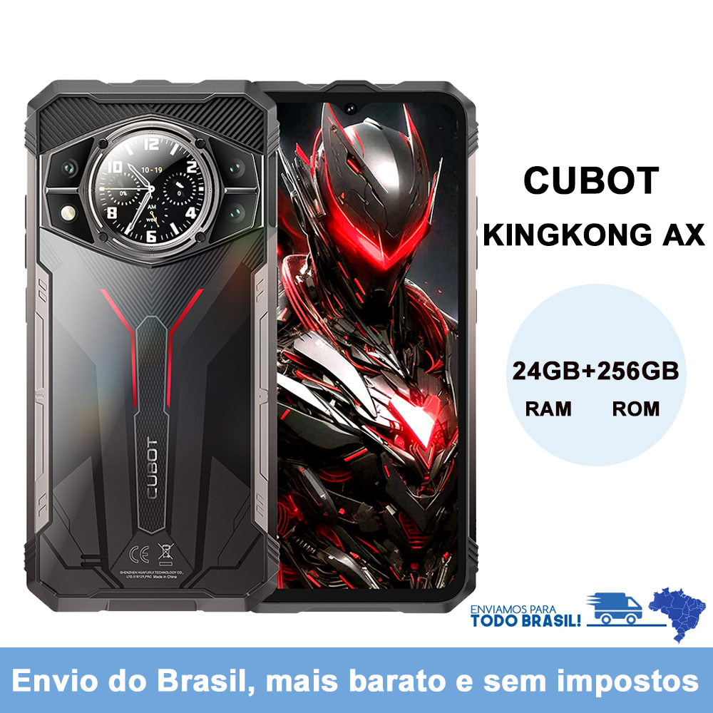 [Enviar do Brasil mais barato] Cubot KINGKONG AX, smartphone ultrafino e robusto Android 14, Helio G99, 24 GB de RAM (12GB + 12GB estendidos), 256 GB de ROM, tela FHD + de 6,583 ", 120 Hz, câmera de 100 MP, NFC,celular