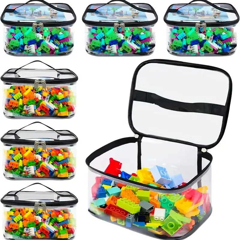 Large Capacity Transparent Mesh Zipper Toy Storage Bag - Puzzle And Block Organizer Ideal for Toy & Building Block Storage