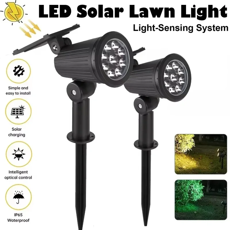 1/2/4 SZT. 9LED Solarny Reflektor Zewnętrzny Wodoodporny Oświetlenie Ogrodowe Szyna Krajobrazowa Lampa Trawnikowa Dekoracja do Oświetlenia Podwórka
