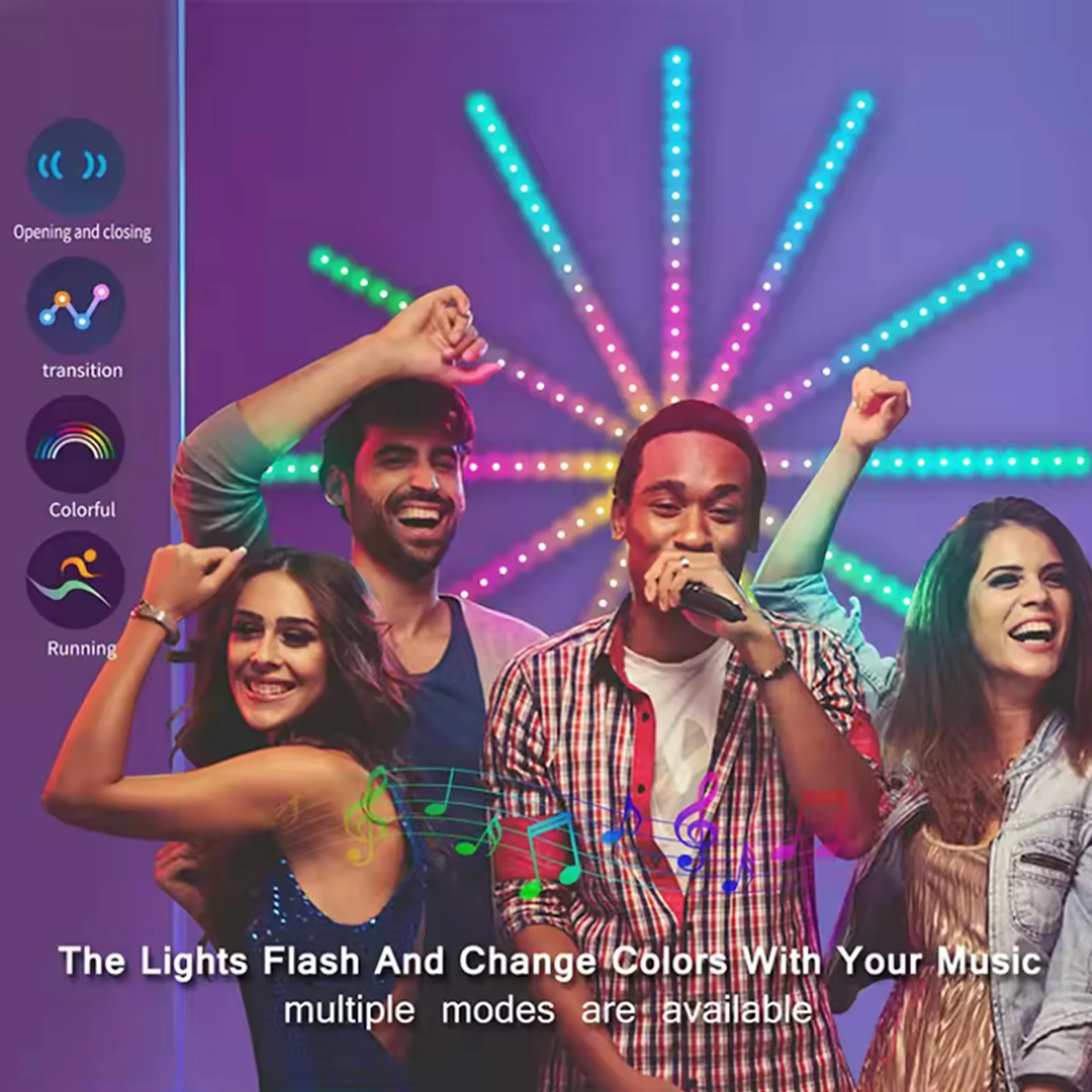 5V USB RGBlC Fuochi d'artificio Strisce LED Bluetooth APP Controllo Lampada intelligente Sincronizzazione Musica Arredamento camera da letto Luce da sogno Luce di striscia LED