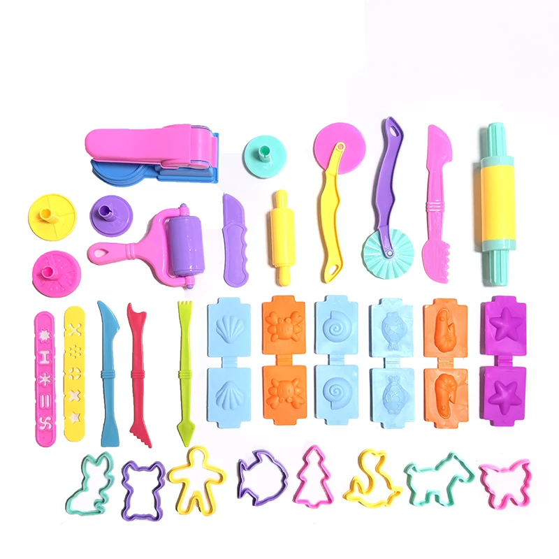 25-32 pezzi Set di accessori per pasta da gioco Strumenti per plastilina con vari stampi in plastica Mattarelli Frese Modello in argilla per bambini Bambini