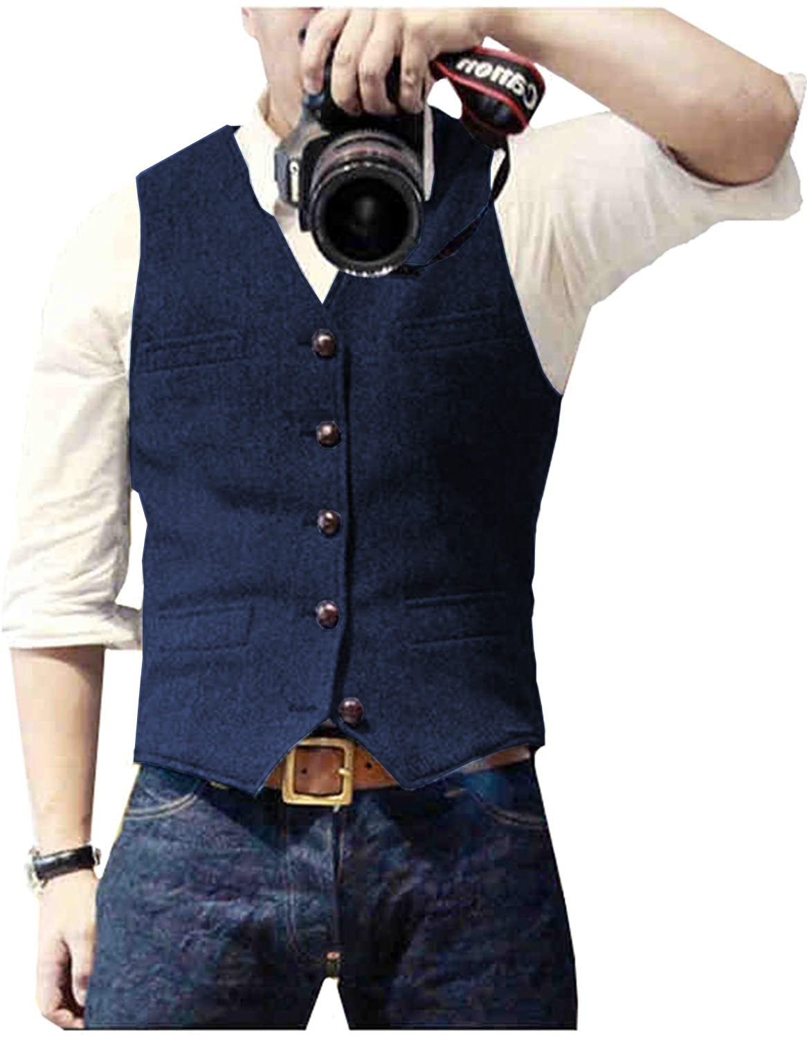 Herren-Anzugweste, Militärgrün, einreihig, gemischt, Herrenweste, Denim-Jeans, Weste, Jacke, schmale Passform, lässig, formell, Business