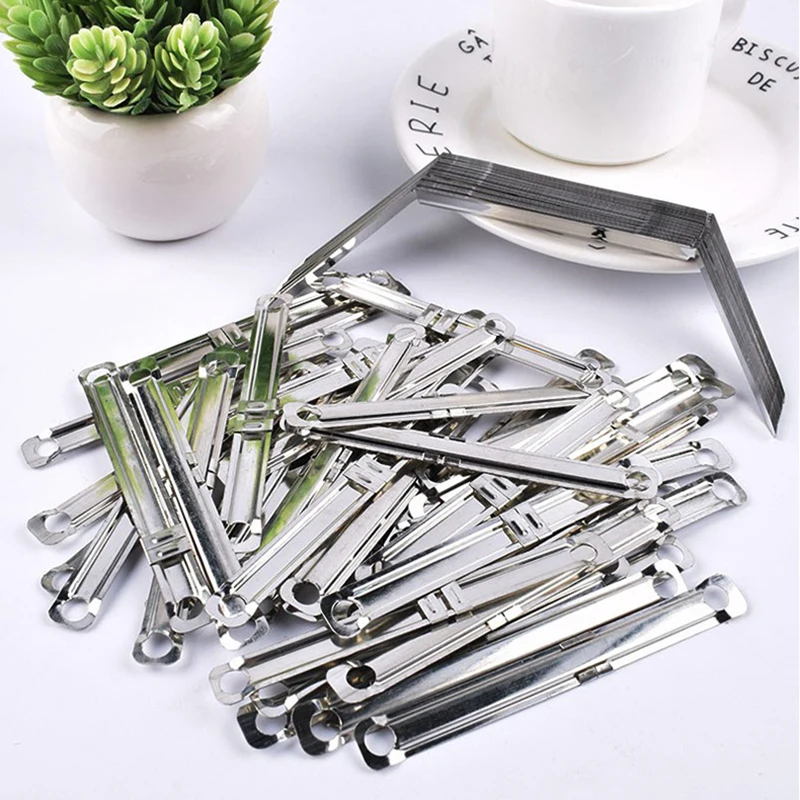 45Pcs/box Metal Binding Clips Loose-leaf Binder Strip File Folder for 8cm Double Hole Data Binder Hole Puncher Office Home Tool