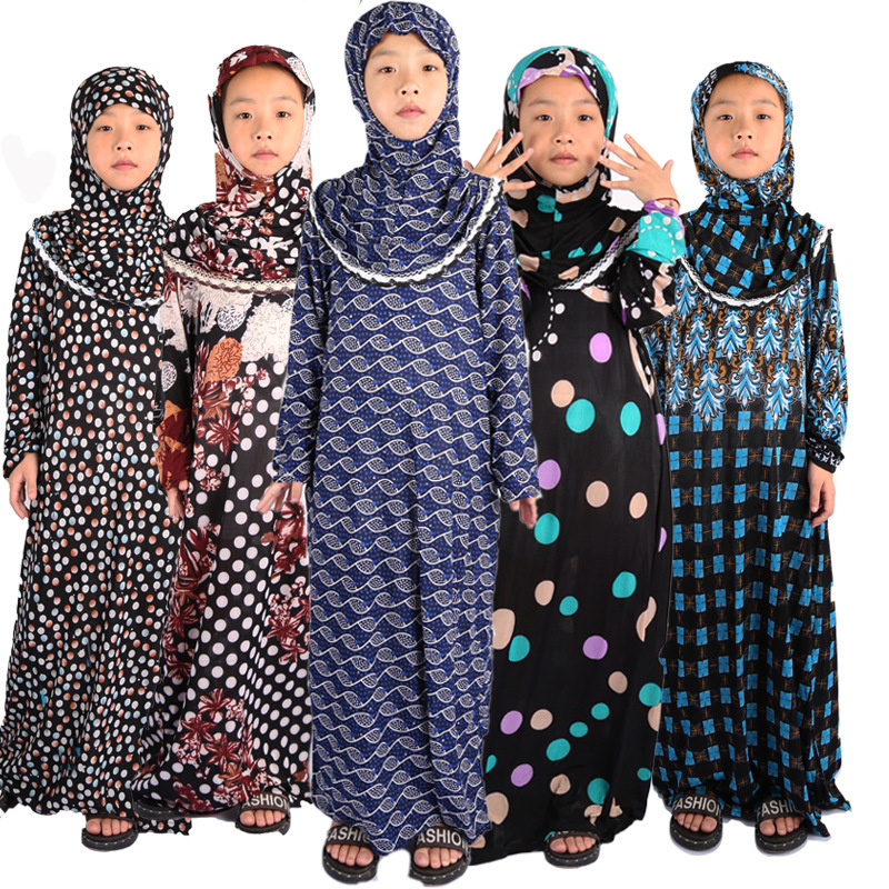 Robe musulmane pour filles, ensemble Hijab pour Ramadan, foulard arabe pour enfants, dubaï, longue Robe de soirée islamique, envoyer au hasard