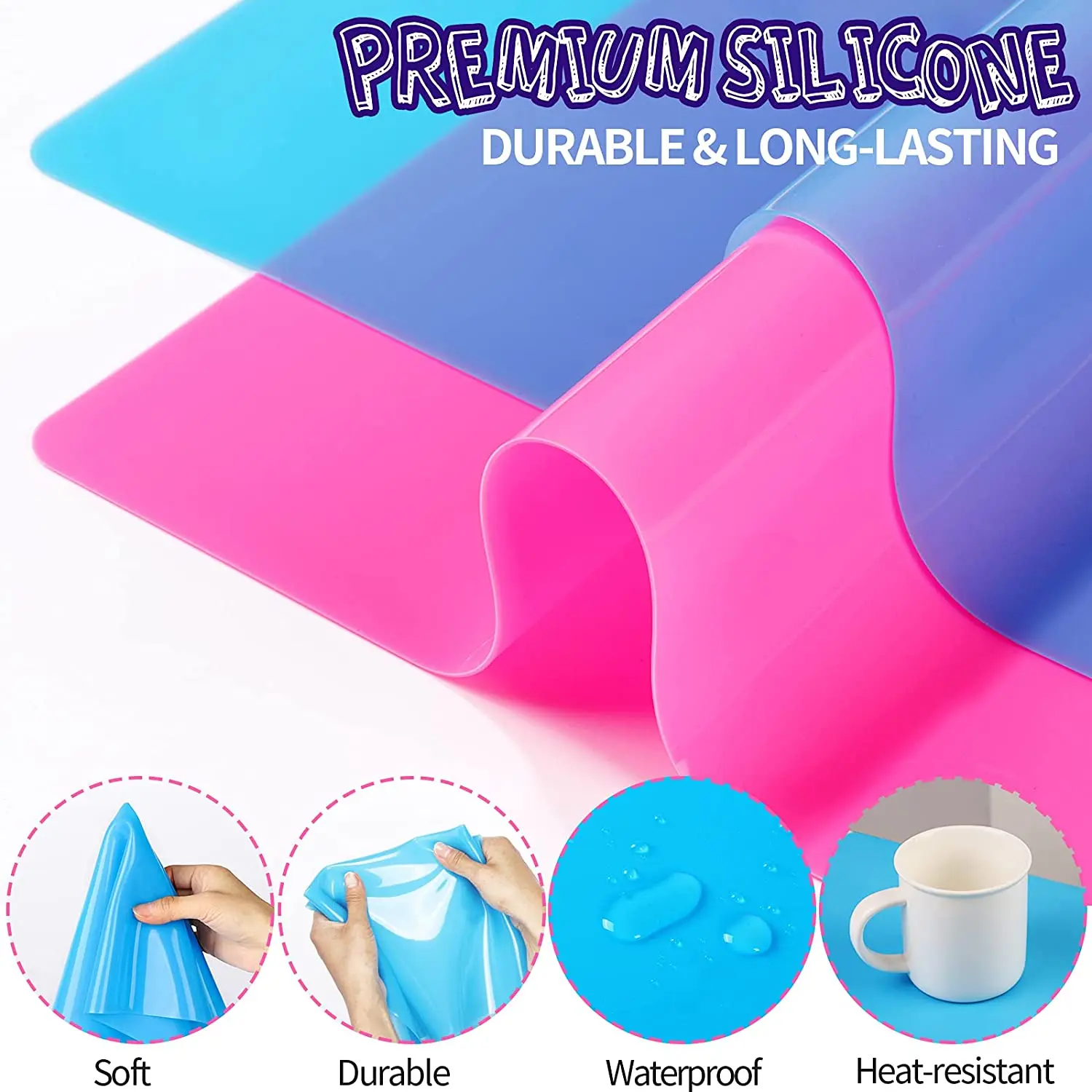 15.7" x 11.7" Large Silicone Sheet for Crafts Jewelry Casting Mold Mat, Nonstick Craft Mat for Epoxy Resin, Paint, Clay