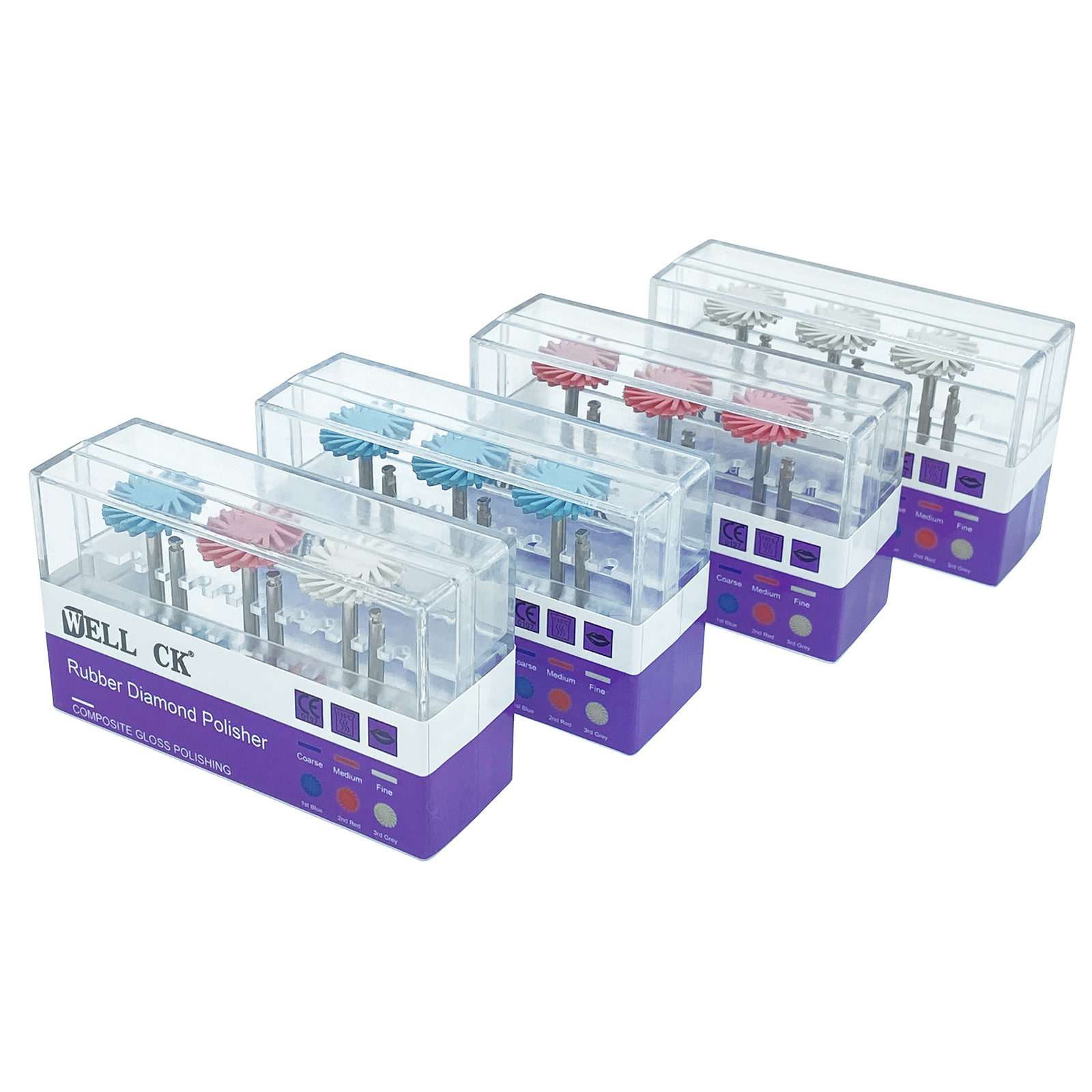 WellCK 6 ピース/セット歯科用ゴムポリッシャー複合樹脂研磨ダイヤモンドシステム RA ディスクキット 14 ミリメートルホイールスパイラルフレックスブラシバー