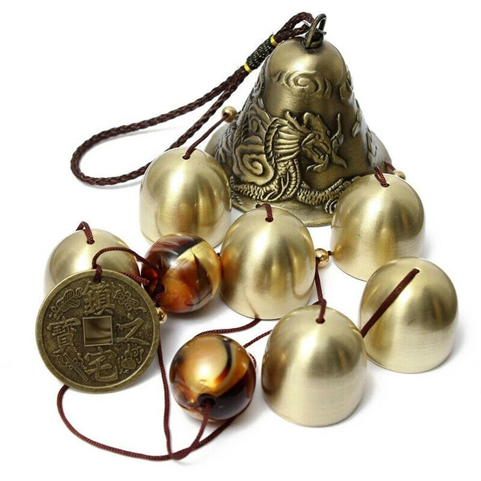 6 campanelli eolici con campanelli in rame: ornamento da appendere in metallo per esterni, decorazioni per cortile e giardino