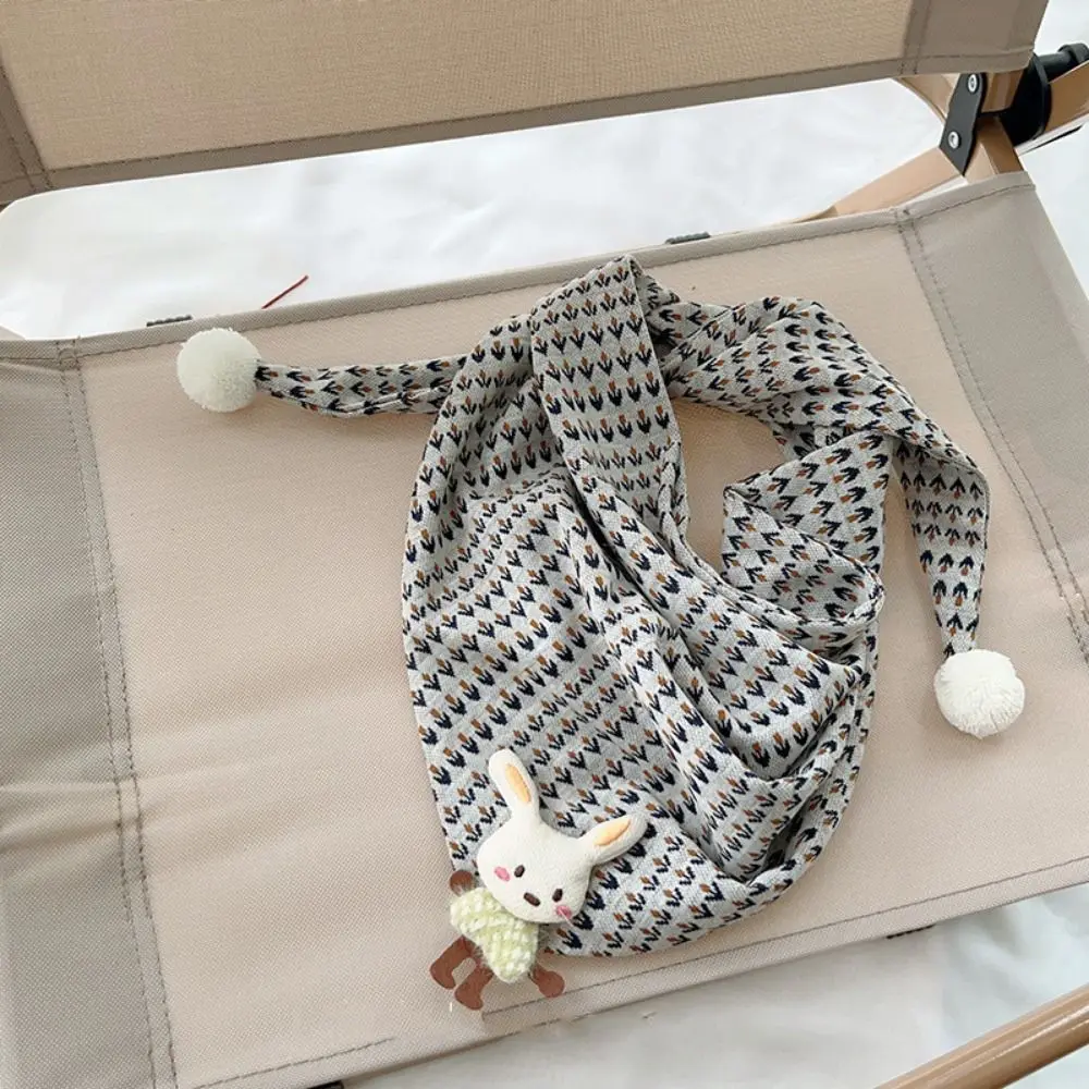 Bufanda colorida fina y bonita para niños, bufandas triangulares con estampado de conejo, cómodas de llevar, pañuelo cálido para invierno