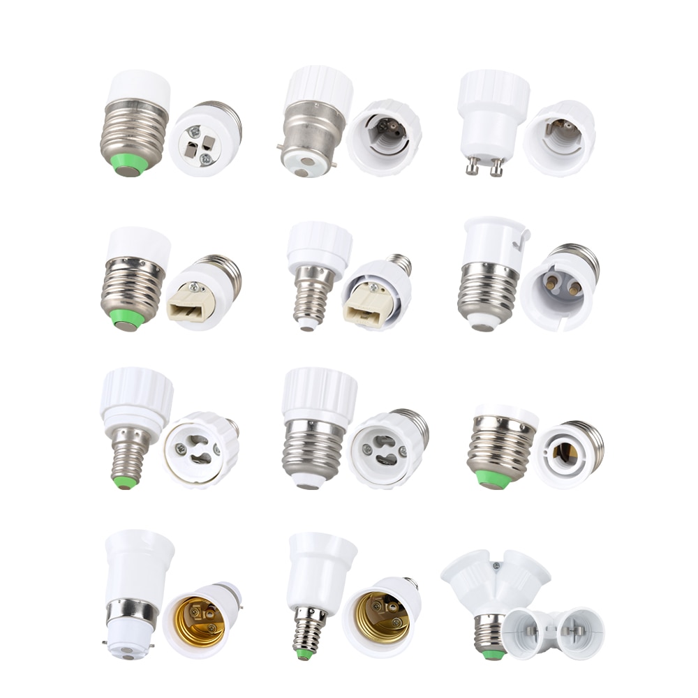 Base de lâmpada led suporte e27 e14 e12 gu10 g9 b22 mr16 ue eua conversor acessórios à prova de fogo pingente teto lâmpada soquete adaptador