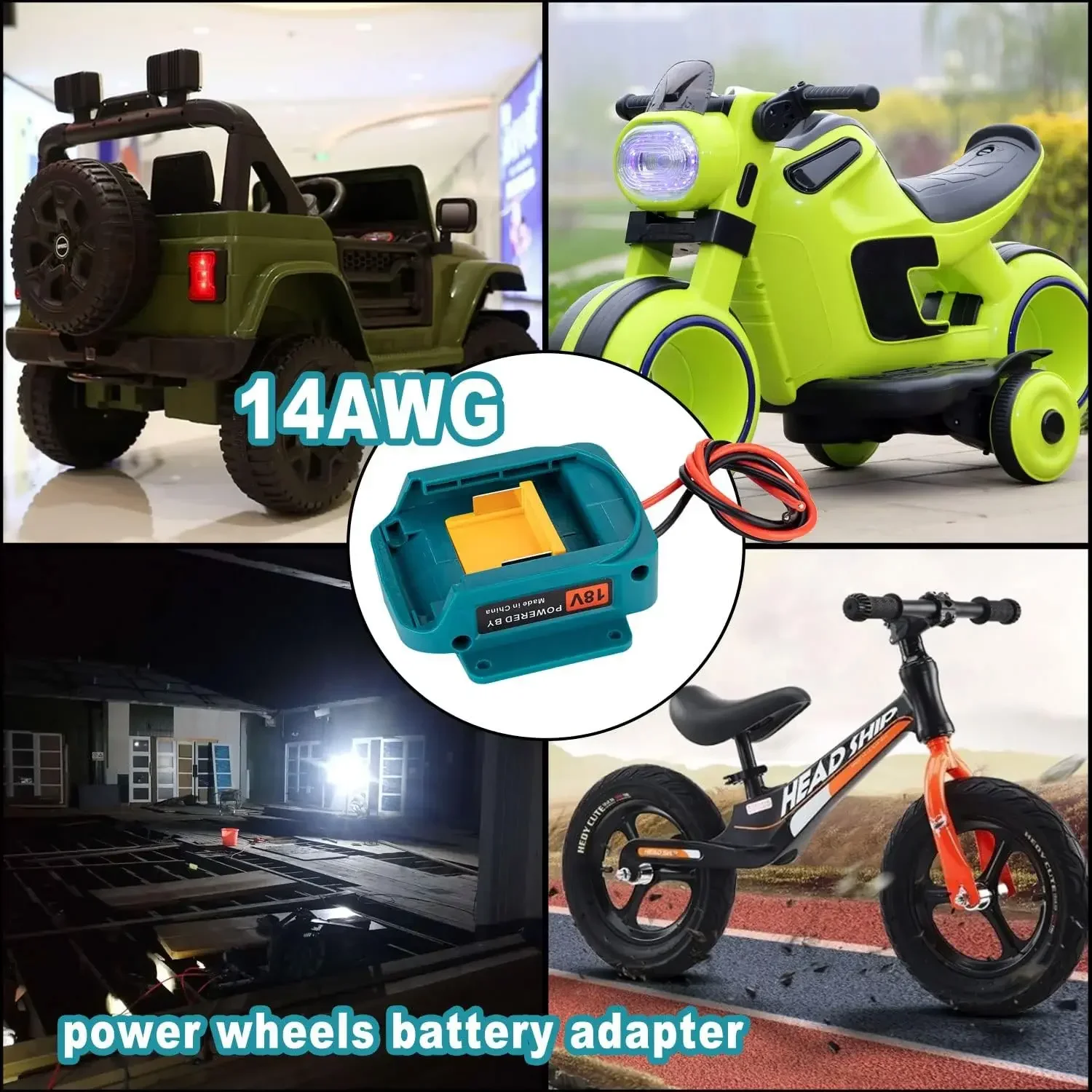 Battery Adapter for Makita 18V Battery DIY Power Wheels Adapter with 14 AWG Wire Connector for Rc Car Toys Robotics Rc Truck