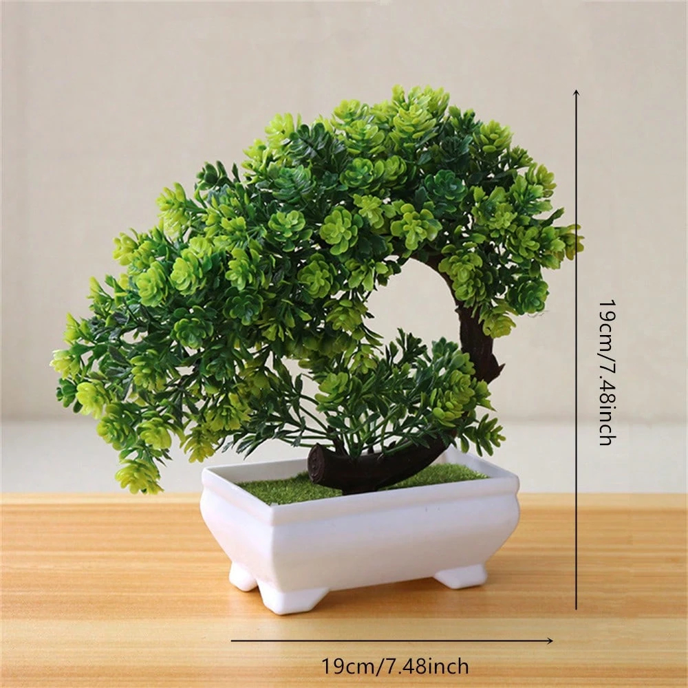 4Pcs Artificial Bonsai Tree, Fake Potted Plants, Small Plastic Green Trees for Home Office Decor, Gift for Birthday Wedding
