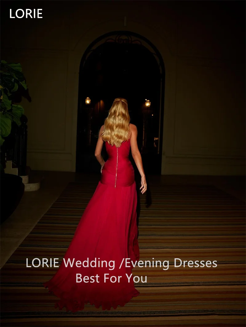 LORIE สีแดงชุดเดรสเมอร์เมดเซ็กซี่ชั้นความยาวแขนกุดเจ้าสาวชุดราตรี Elegant ชุดเจ้าสาวที่กําหนดเอง