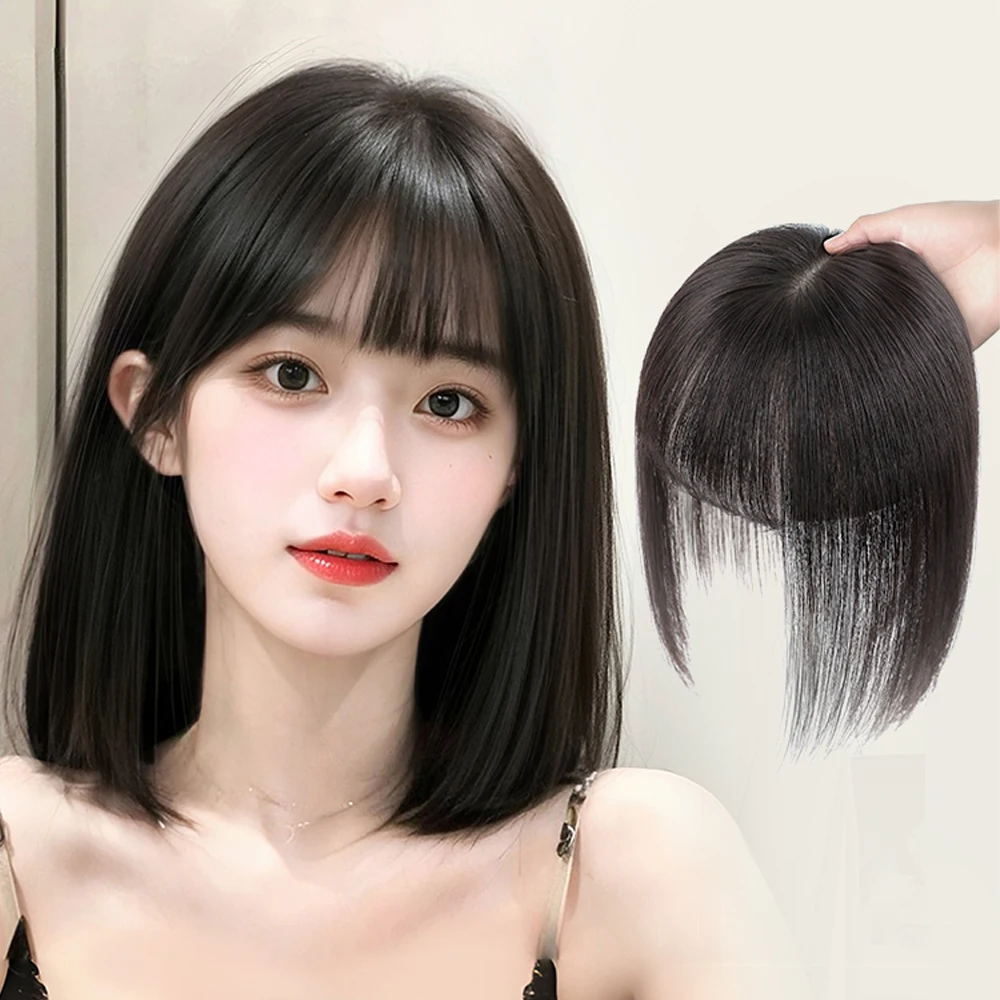 Franja com Clipe para Mulher, Peça de Cabelo Humano, Capa 360 °, Franja com Clipe, Topper para Uso Diário, 100% Real