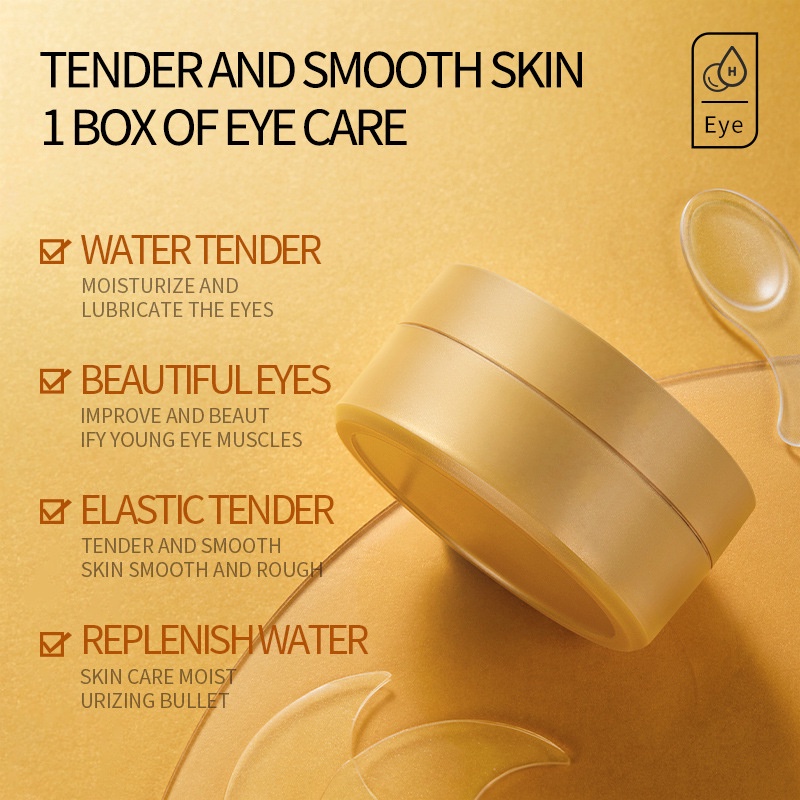 60 stks Gouden Collageen Avocado Hydraterende Oogmasker Hydraterende Verwijderen Donkere Kringen Smoothing Eye Huidverzorging