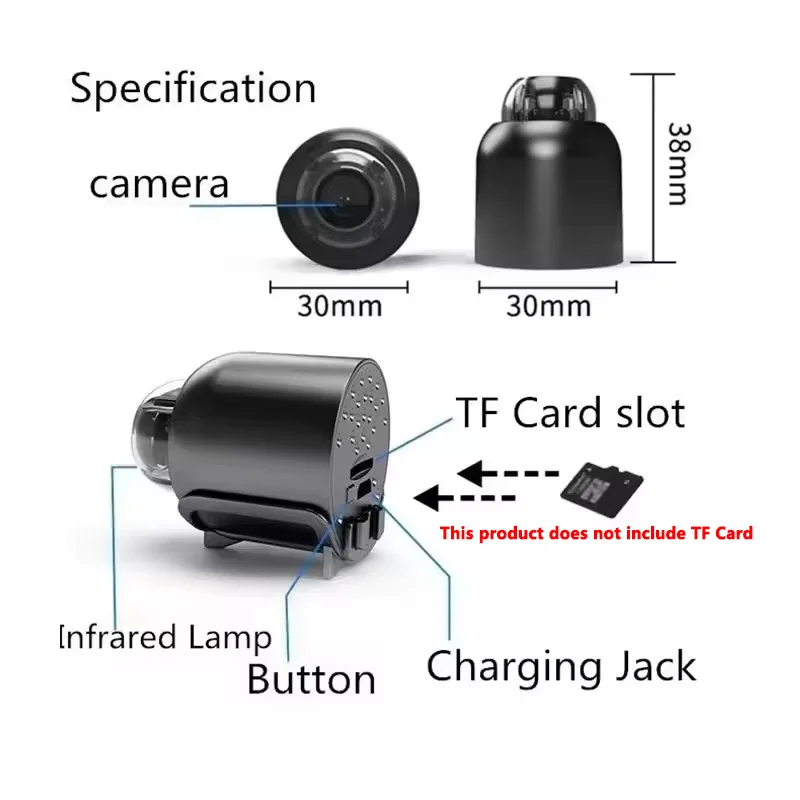 Miniaturowa kamera WiFi HD 1080P do monitoringu wewnętrznego, bezpieczeństwa i nadzoru, niania elektroniczna z noktowizorem, kamera IP z nagrywaniem audio i wideo.