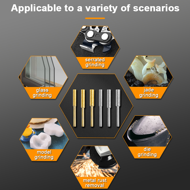 3Pcs Diamond Coated Cylindrical Burr 4/4.8/5.5mm Chainsaw Sharpener Stone File Chain Saw Sharpening Carving Grinding Tools