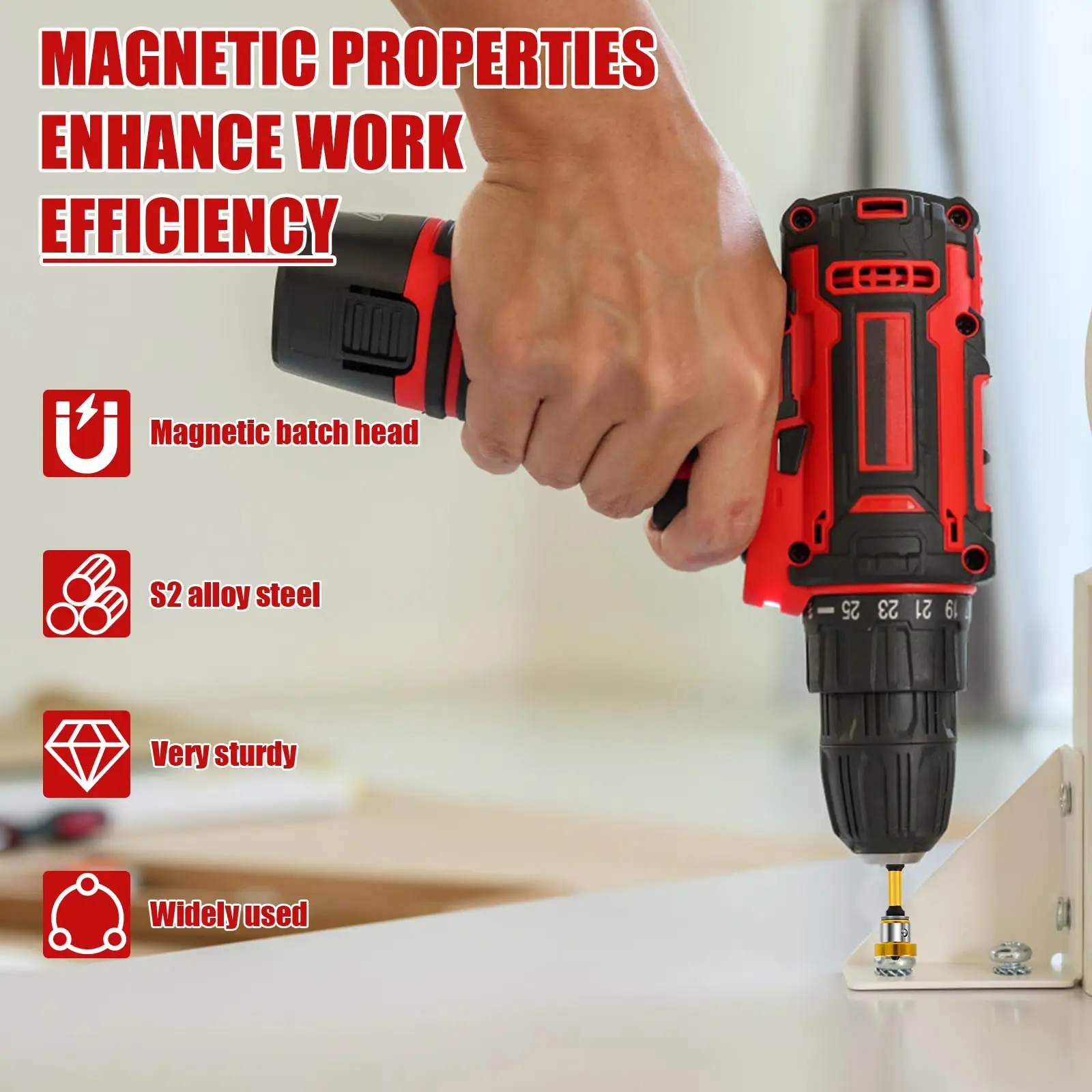 Rafford Magnetic Drywall Screwdriver Bit Set, 1/4" Hex Shank, Phillips Head for Hand/Power Drills, Rust-Resistant Plated Metal,