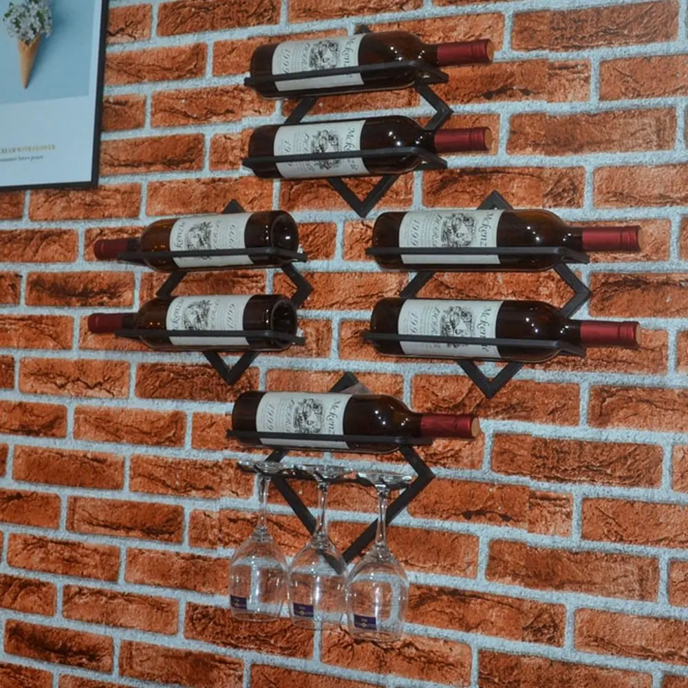 Berguna 2 Botol Terbalik Rak Anggur Logam Dekoratif Besi Tempat Botol Anggur Menggantung Dinding Botol Display Stand Dapur