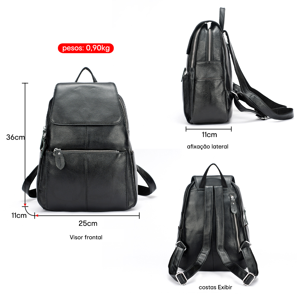 Zency elegante preto branco couro genuíno mochila feminina a ++ qualidade anti-roubo grande capacidade mochila de viagem designer